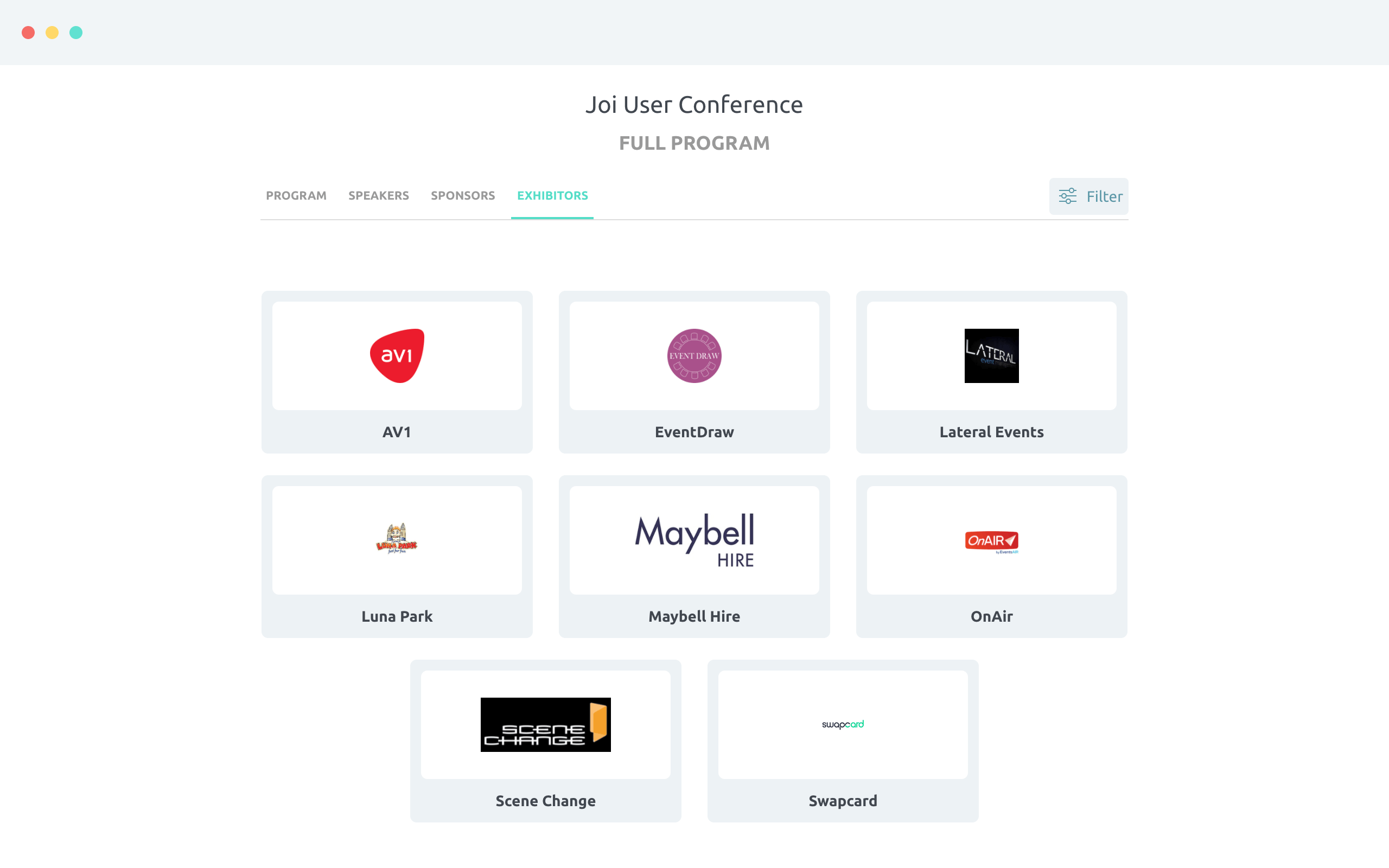 Published list of exhibitors