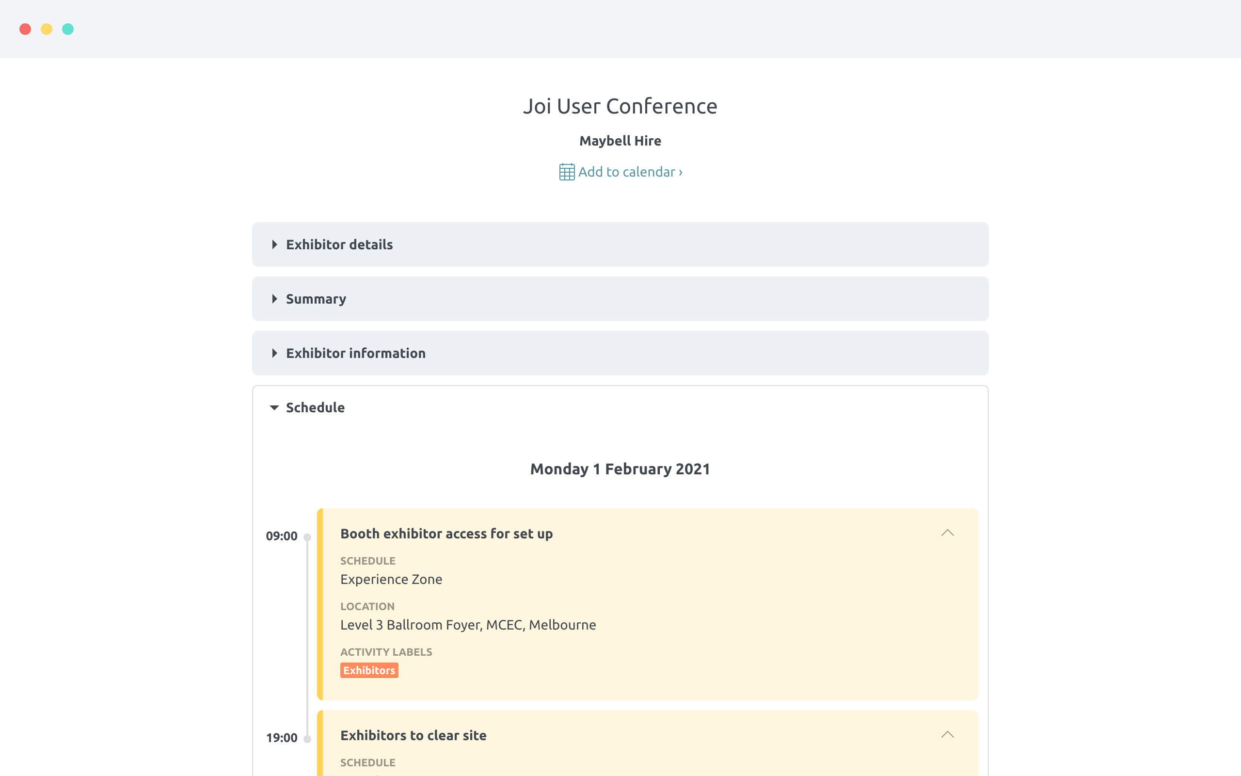 Exhibitor brief