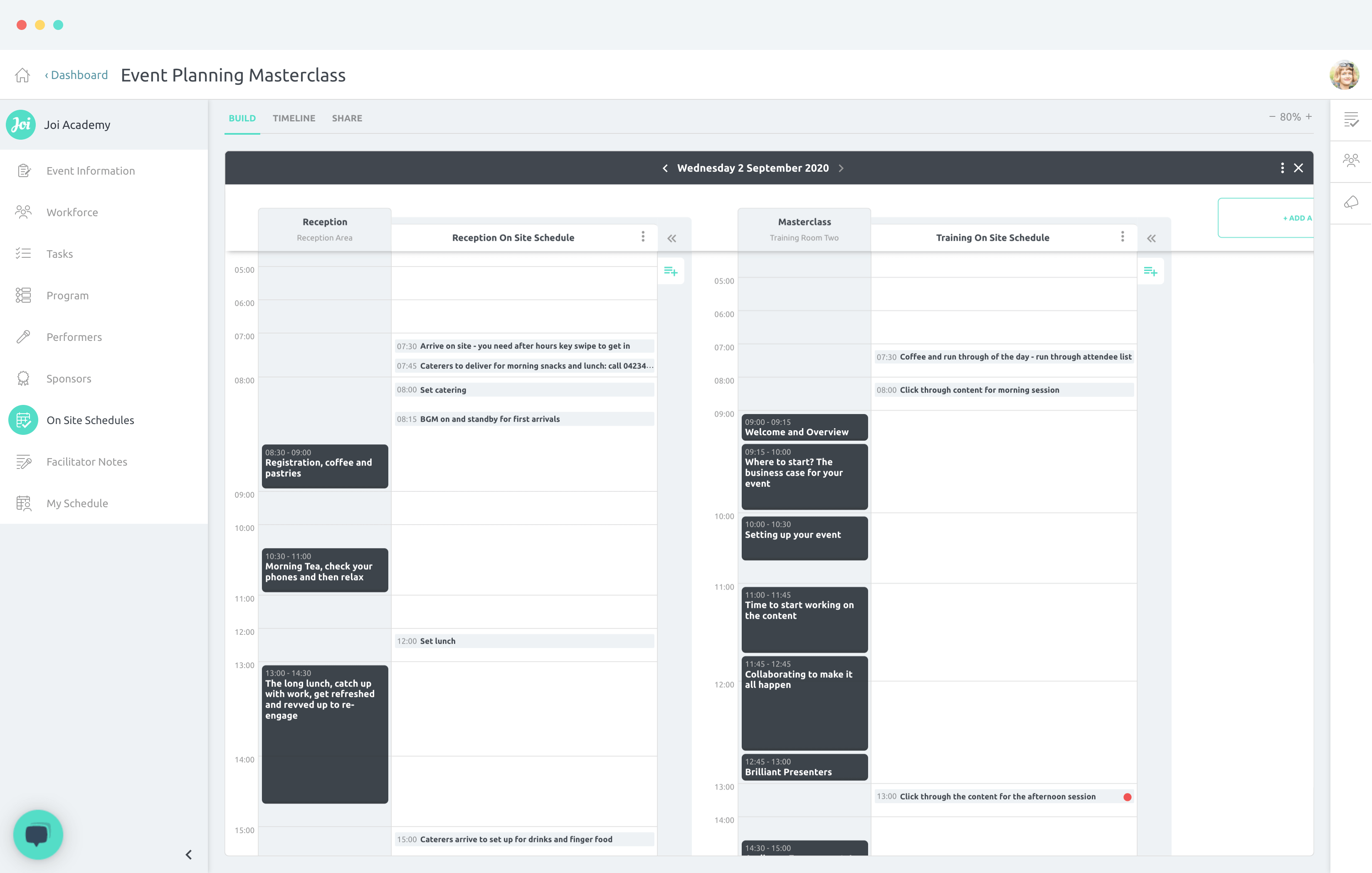 On Site Schedules screenshot